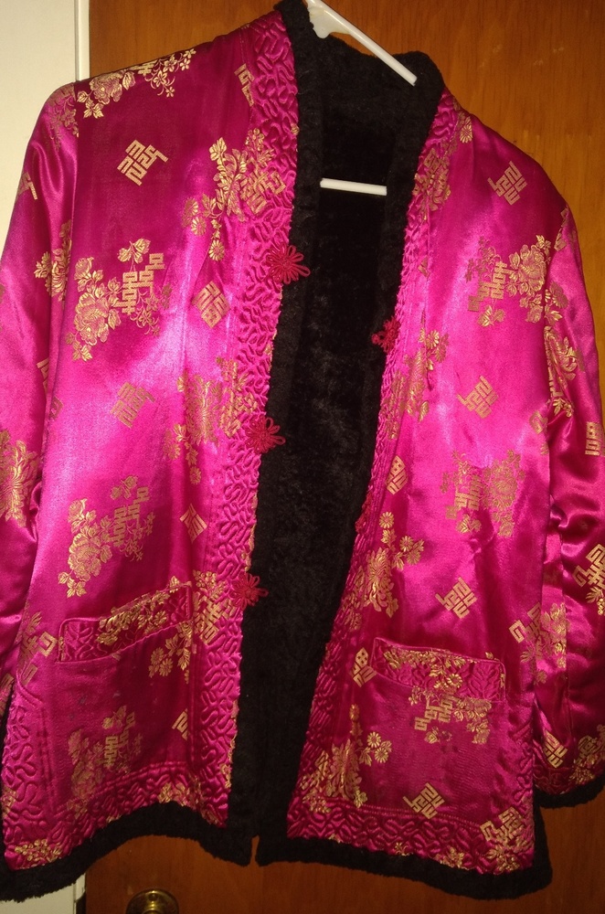 Vintage silk & lambswool coat, reversable.